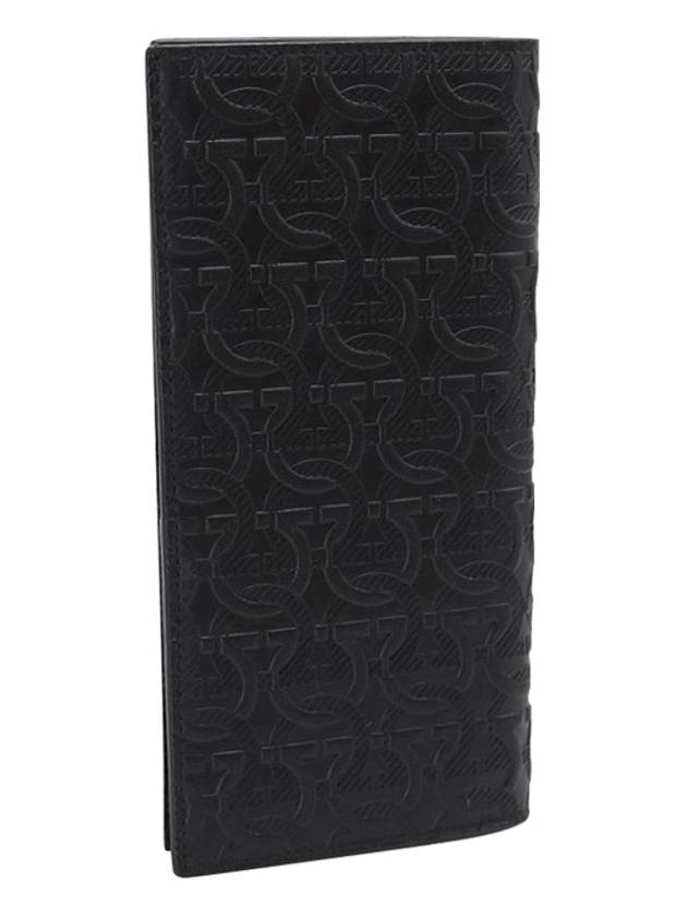 Gancini Monogram Long Wallet Black - SALVATORE FERRAGAMO - BALAAN 3