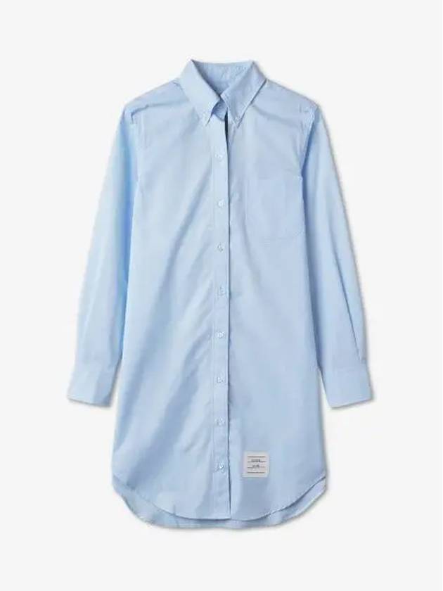 Women's Point Collar Poplin Short Dress Blue - THOM BROWNE - BALAAN 1