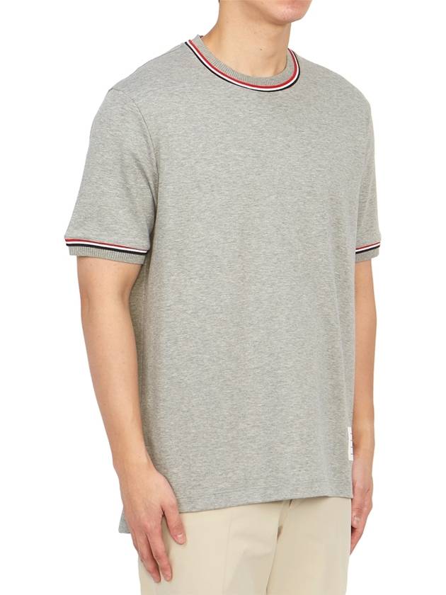 RWB Trimmed Cotton Short Sleeve T-Shirt Grey - THOM BROWNE - BALAAN 4