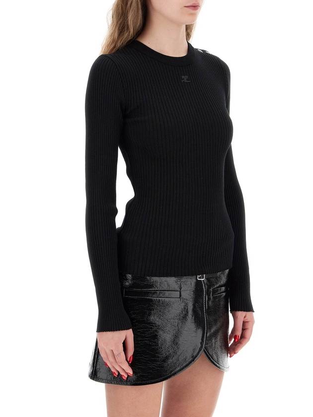 Shoulder Snap Rib Knit Top Black - COURREGES - BALAAN 3