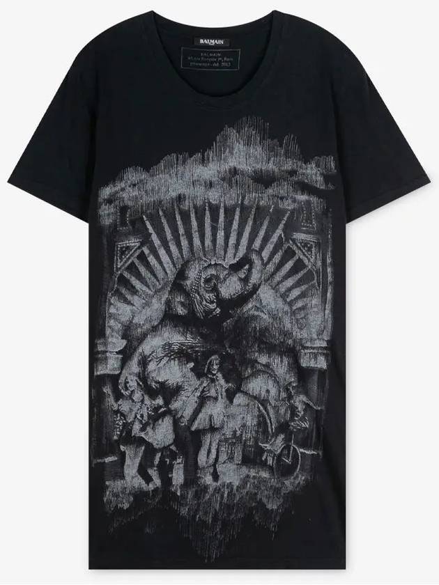 Elephant Print Short Sleeve T-Shirt Black - BALMAIN - BALAAN 3