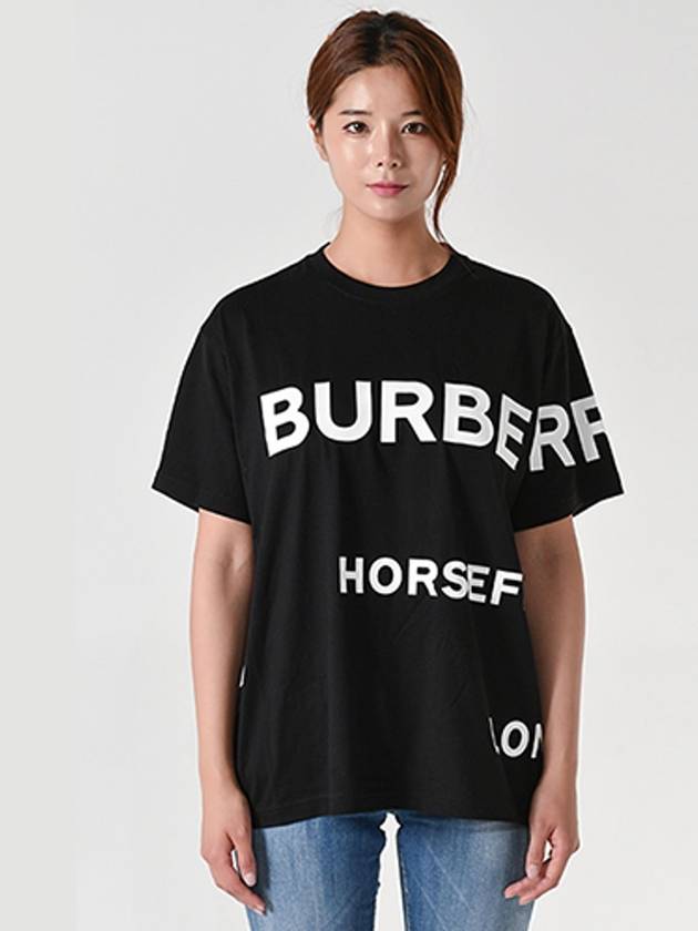 Women's Horseferry Oversized Fit Short Sleeve T-Shirt Black - BURBERRY - BALAAN 3