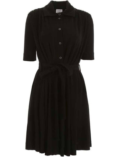 Belted Short Dress Black - BURBERRY - BALAAN 1