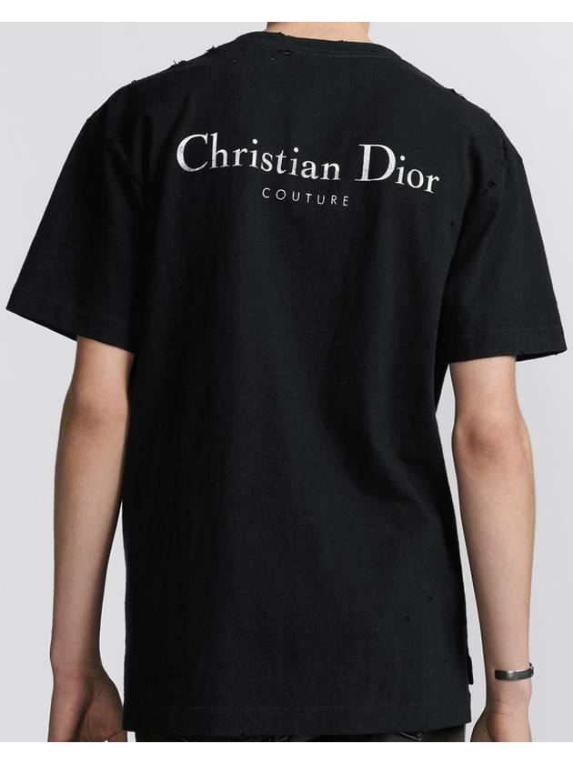 Couture Lettering Logo Short Sleeve T-Shirt Black - DIOR - BALAAN 4