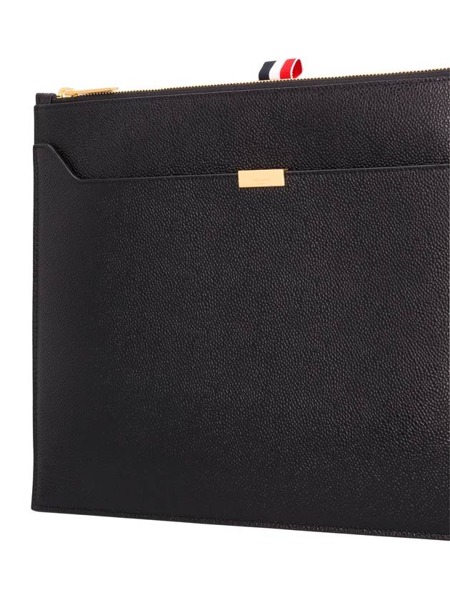 RWB Tab Leather Document Medium Clutch Bag Black - THOM BROWNE - BALAAN 4