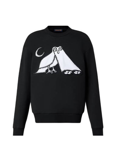 LV Comics Owl Patch Crew Neck Knit Top Black - LOUIS VUITTON - BALAAN 1