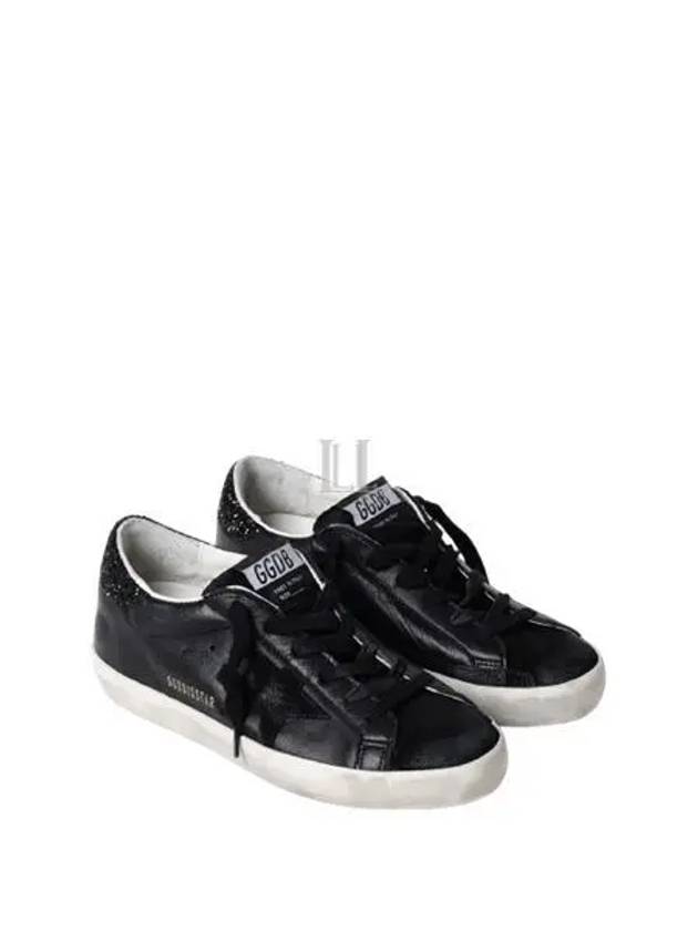 Superstar Glitter Tab Leather Low Top Sneakers Black - GOLDEN GOOSE - BALAAN 2