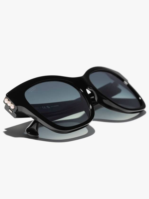 Eyewear Square Acetate Glass Pearl Sunglasses Black - CHANEL - BALAAN 5