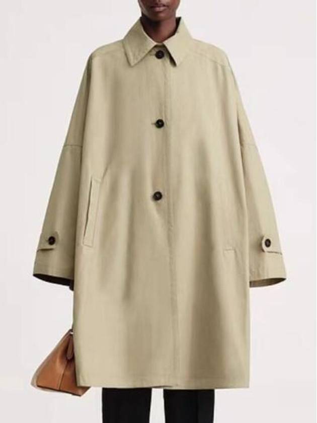 Gabardine Oversized Cotton Single Coat Beige - TOTEME - BALAAN 2