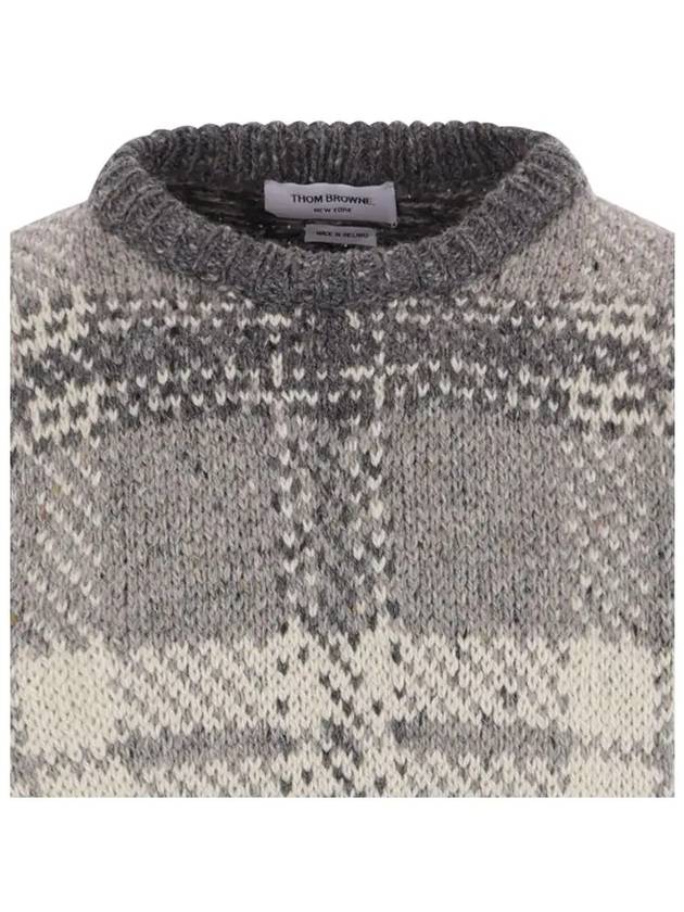 Tartan Check Jacquard Wool Mohair Knit Top Grey - THOM BROWNE - BALAAN 5