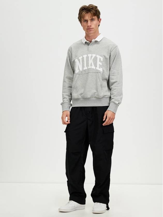 Club Fleece Long Sleeve Polo Shirt Grey - NIKE - BALAAN 3