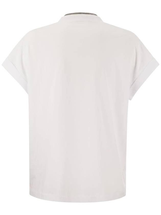 Monilli V-Neck Short Sleeve T-Shirt White - BRUNELLO CUCINELLI - BALAAN 3