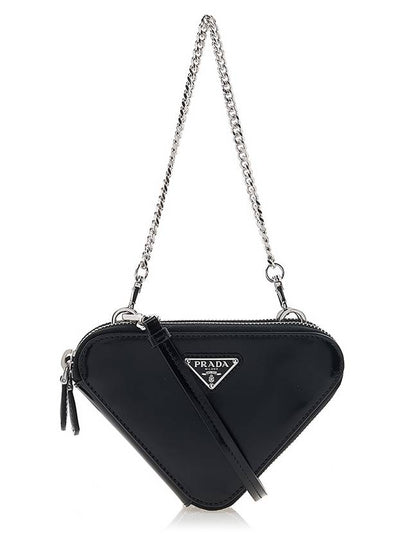 Brushed Leather Chain Mini  Shoulder Bag Black - PRADA - BALAAN 2