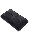 Intrecciato Zipper Around Long Wallet Black - BOTTEGA VENETA - BALAAN 5