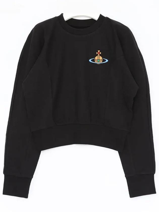 Embroidery Logo Crop Sweatshirt Black - VIVIENNE WESTWOOD - BALAAN 3