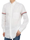 Men's Poplin Grosgrain Armband Classic Long Sleeve Shirt White - THOM BROWNE - BALAAN 6