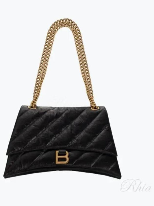 Quilted Crush Medium Chain Shoulder Bag Black - BALENCIAGA - BALAAN 2