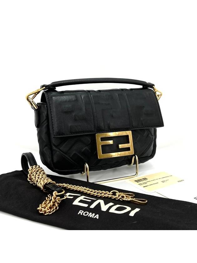 Mini Baguette Chain Cross Bag Black 8BS017 - FENDI - BALAAN 1