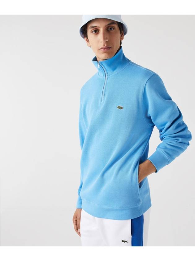 Half zipup cotton sweatshirt blue - LACOSTE - BALAAN 2