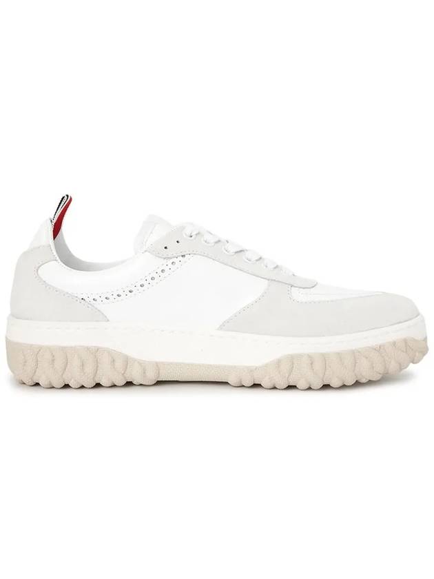 Letterman Panel Lace-Up Low-Top Sneakers White - THOM BROWNE - BALAAN 5