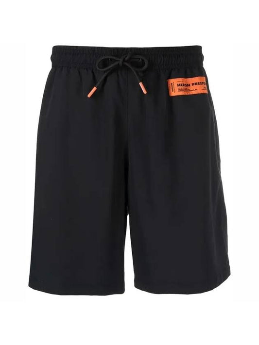 Men's Logo Patch Nylon Swim Shorts Black - HERON PRESTON - BALAAN 1