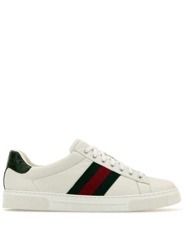 Ace Web Leather Low Top Sneakers White - GUCCI - BALAAN 2