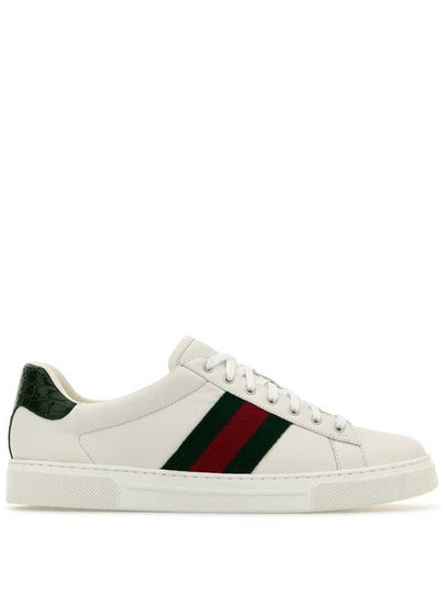 Ace Web Leather Low Top Sneakers White - GUCCI - BALAAN 2