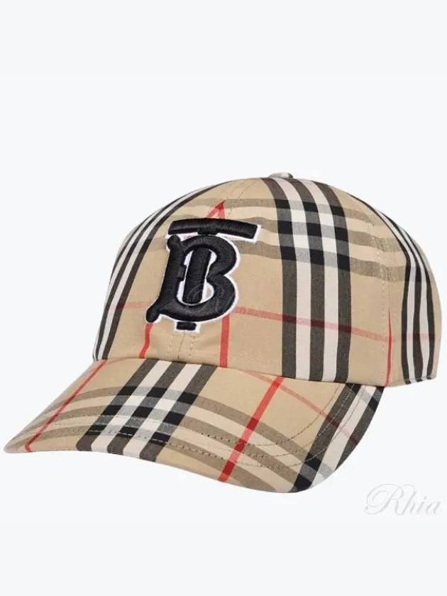 Monogram Motif Vintage Check Cotton Baseball Cap Archive Beige - BURBERRY - BALAAN 2