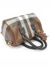 80696631 Dark Birch Brown Checked Canvas Gold Plated Mini Bowling Tote 2WAY - BURBERRY - BALAAN 4