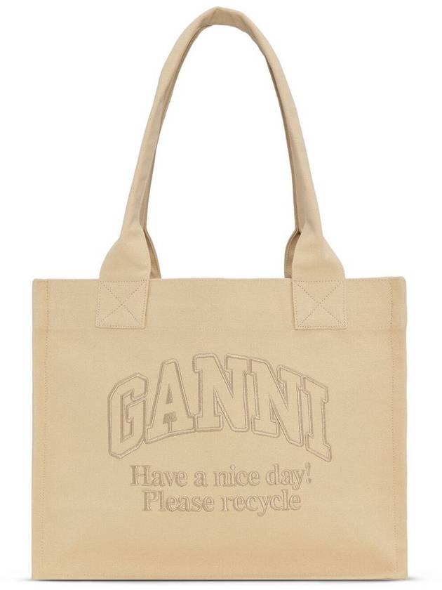 logo tote bag shoulder bag beige - GANNI - BALAAN 4