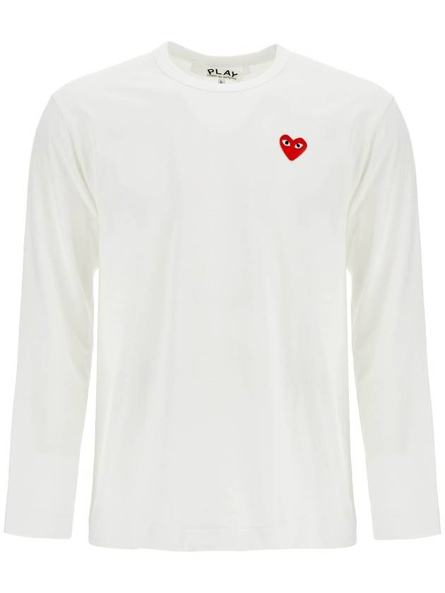 t-shirt unisex in cotone bianco con logo cuore rosso - COMME DES GARCONS PLAY - BALAAN 1