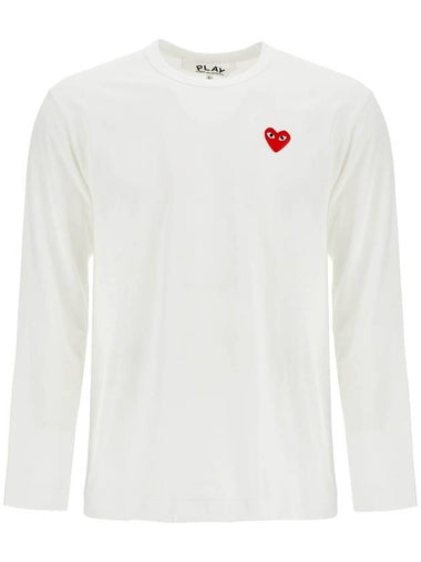 t-shirt unisex in cotone bianco con logo cuore rosso - COMME DES GARCONS PLAY - BALAAN 1