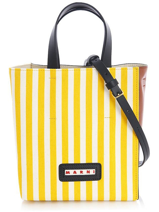 Striped Strap Tote Bag Yellow - MARNI - BALAAN 1