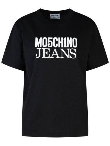 Moschino Jeans Black Cotton T-Shirt - MOSCHINO - BALAAN 1