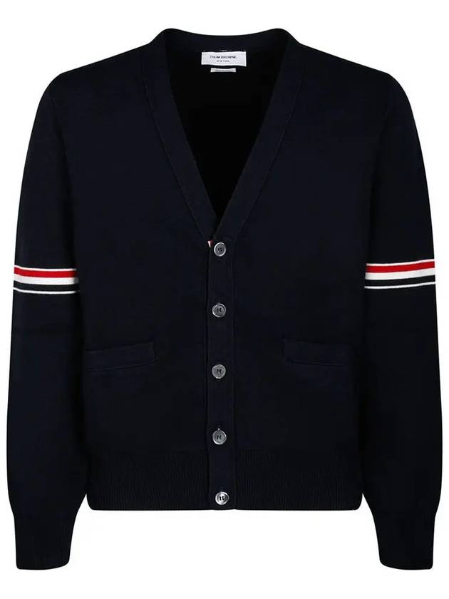 Milano Stitch Sprite Armband Cotton V-neck Cardigan Navy - THOM BROWNE - BALAAN 2