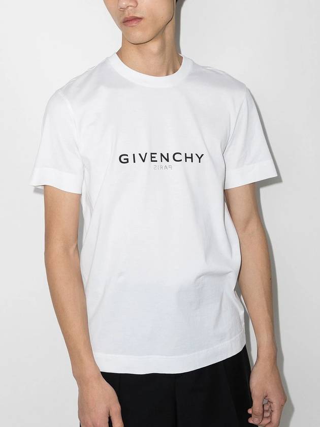 Men's Reverse Logo Round Slim Short Sleeve T-Shirt White - GIVENCHY - BALAAN 3