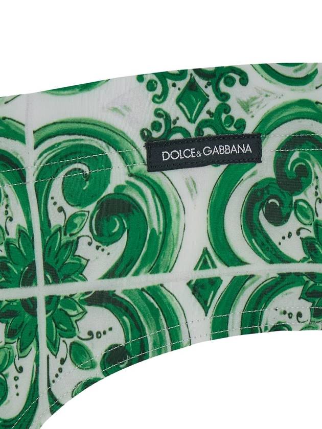 Green And White Swim Briefs With Majolica Print In Tech Spandex Fabric Man - DOLCE&GABBANA - BALAAN 3