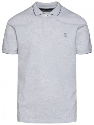 Logo Detail Slim Fit Short Sleeve Polo Shirt Pearl Grey - BRUNELLO CUCINELLI - BALAAN 1