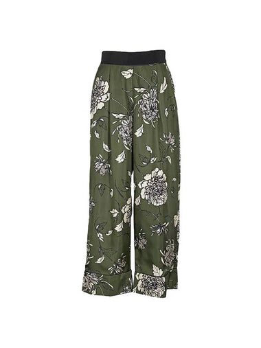 Women's Floral Silk Straight Pants Green - MONCLER - BALAAN 1