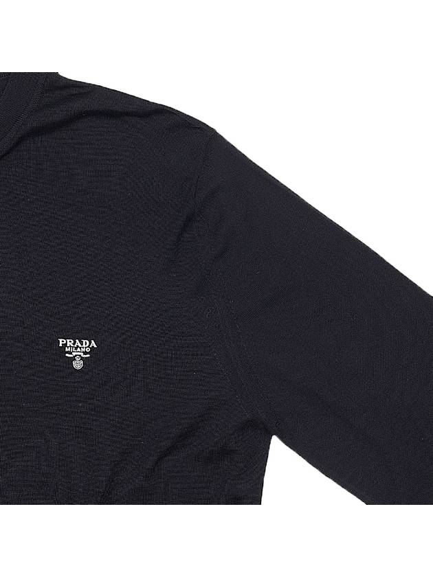 Superfine Crew neck Wool Knitted Sweater Black - PRADA - BALAAN 5