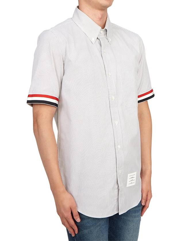 Men's Pincode Armband Short Sleeve Shirt Grey - THOM BROWNE - BALAAN 4