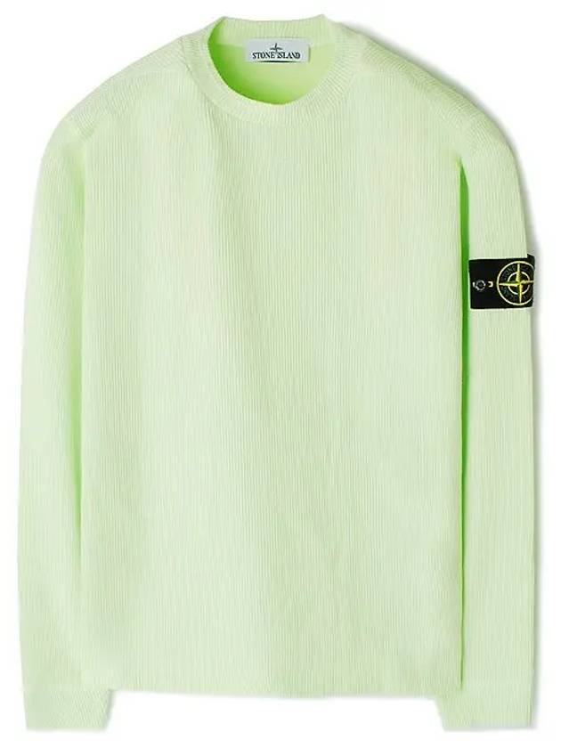 Men's Wappen Patch Knit Top Light Green - STONE ISLAND - BALAAN 2