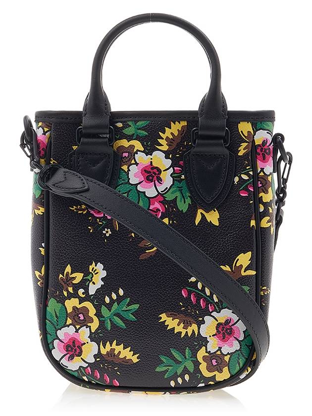 floral-print leather tote bag - KENZO - BALAAN.