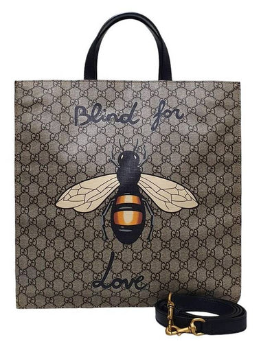 Women s 450950 PVC BEE Printing Soft GG Supreme Shopper Tote Bag Shoulder Strap - GUCCI - BALAAN 1