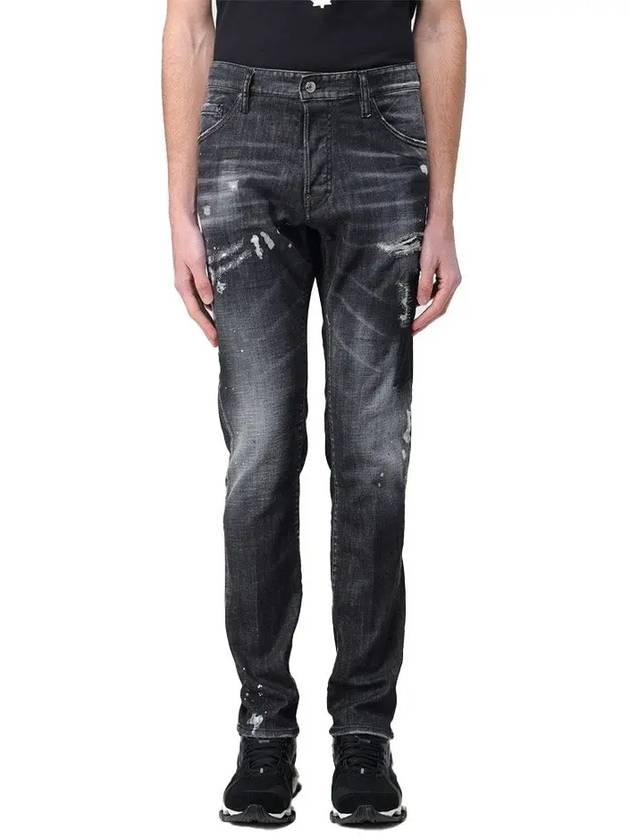 Stretch Cotton Leaf Effect Jeans Black - DSQUARED2 - BALAAN 2