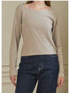 Women Ivy Heart Neck Long Sleeve T-Shirt Beige - MICANE - BALAAN 3