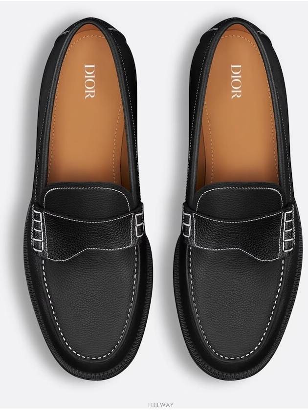 Granville Grained Calfskin Loafers Black - DIOR - BALAAN 4