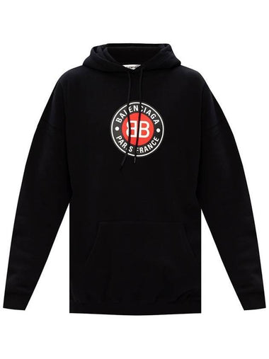 BB Logo Round Print Hoodie Black - BALENCIAGA - BALAAN 1