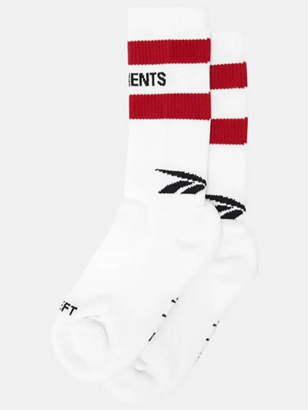 Logo Stripe High Top Socks White - VETEMENTS - BALAAN 3