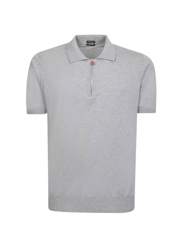 Men's Half Zip-up Cotton PK Shirt Gray - KITON - BALAAN.